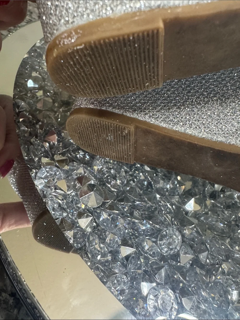 Dream Pairs Silver Glitter Strappy Wedge Sandals EUC 9